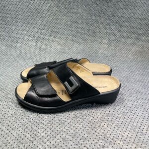 Theresia M Aloe Vera Black Leather Sandals Size 5.5 Women’s